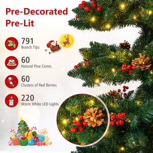 6/7 FT Pre-Lit Artificial Christmas Tree Spiral Holiday Tree with 612/791 Branch Tips and 8 Modes-7 ft view 8