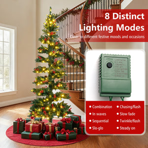 6/7 FT Pre-Lit Artificial Christmas Tree Spiral Holiday Tree with 612/791 Branch Tips and 8 Modes-7 ft view 9
