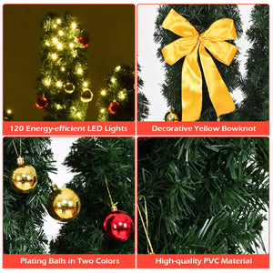 6 Feet Artificial Cactus PVC Christmas Tree with LED Lights and Ball Ornaments-6 ft view 6