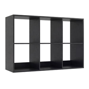 6 Cube Bookshelf with Back Guardrail for Living Room Bedroom-Black