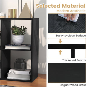 6 Cube Bookshelf with Back Guardrail for Living Room Bedroom-Black view 8