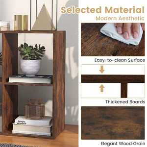 6 Cube Bookshelf with Back Guardrail for Living Room Bedroom-Rustic Brown view 8