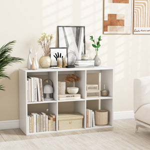 6 Cube Bookshelf with Back Guardrail for Living Room Bedroom-White view 3