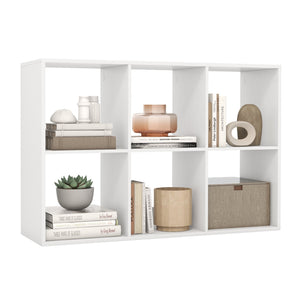 6 Cube Bookshelf with Back Guardrail for Living Room Bedroom-White view 4