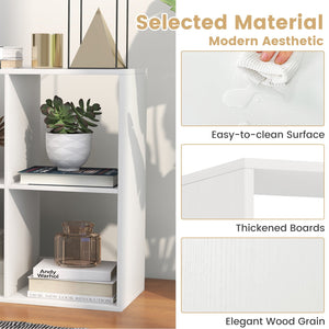 6 Cube Bookshelf with Back Guardrail for Living Room Bedroom-White view 9