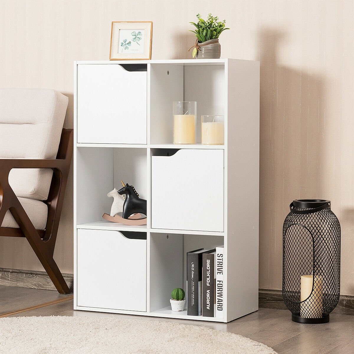 6 Cubes Wood Storage Shelves Organization view 2