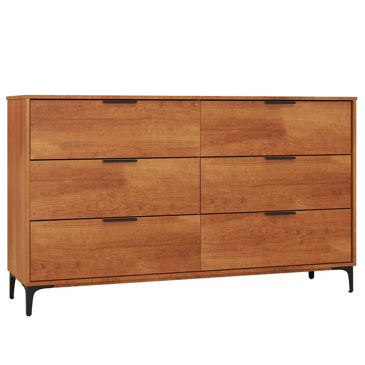6-Drawer Dresser with Interlock System for Bedroom Living Room-Cherry view 4