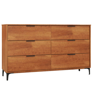 6-Drawer Dresser with Interlock System for Bedroom Living Room-Cherry view 4