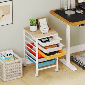 6-Drawer Rolling Storage Cart with Wooden Tabletop-Macaron view 2