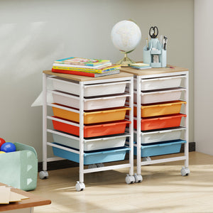 6-Drawer Rolling Storage Cart with Wooden Tabletop-Macaron view 6