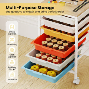 6-Drawer Rolling Storage Cart with Wooden Tabletop-Macaron view 8