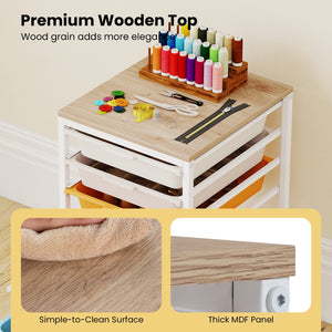 6-Drawer Rolling Storage Cart with Wooden Tabletop-Macaron view 9