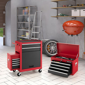 6-Drawer Tool Chest with Heightening Cabinet-Black & Red view 3