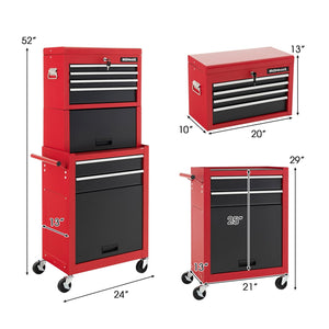 6-Drawer Tool Chest with Heightening Cabinet-Black & Red view 5