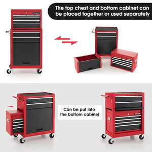 6-Drawer Tool Chest with Heightening Cabinet-Black & Red view 6