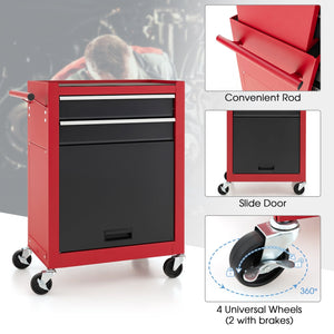 6-Drawer Tool Chest with Heightening Cabinet-Black & Red view 9