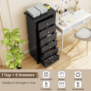 6 Drawers Chest Dresser Clothes Storage Bedroom Furniture Cabinet-Black view 6