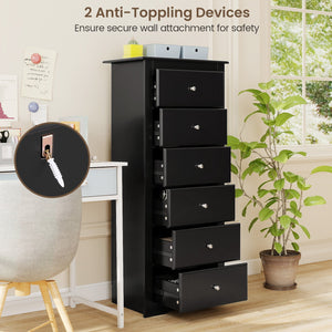 6 Drawers Chest Dresser Clothes Storage Bedroom Furniture Cabinet-Black view 7