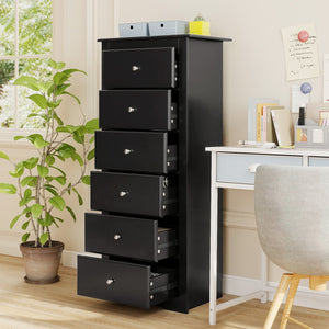 6 Drawers Chest Dresser Clothes Storage Bedroom Furniture Cabinet-Black view 9