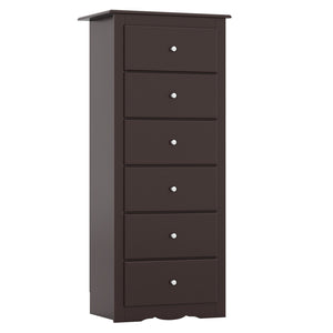 6 Drawers Chest Dresser Clothes Storage Bedroom Furniture Cabinet-Brown view 4