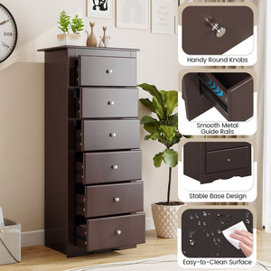 6 Drawers Chest Dresser Clothes Storage Bedroom Furniture Cabinet-Brown view 8