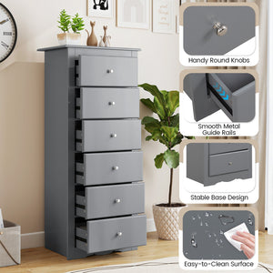 6 Drawers Chest Dresser Clothes Storage Bedroom Furniture Cabinet-Gray view 8