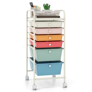 6 Drawers Rolling Storage Cart Organizer-Macaron view 4