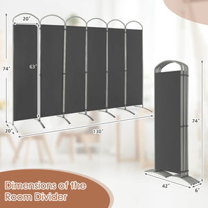 6 Feet 6-Panels Freestanding Folding Privacy Screen-Gray view 5