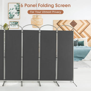 6 Feet 6-Panels Freestanding Folding Privacy Screen-Gray view 6