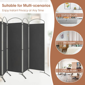 6 Feet 6-Panels Freestanding Folding Privacy Screen-Gray view 8