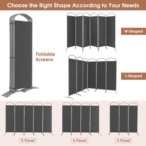6 Feet 6-Panels Freestanding Folding Privacy Screen-Gray view 9