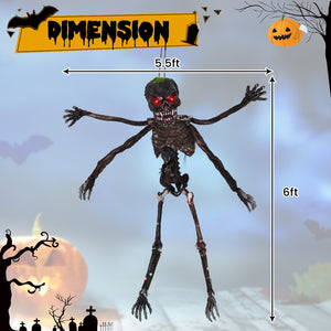 6 Feet Animated Halloween Decoration with 4 Arms, Red LED-lit Eyes & Spooky Sounds view 5
