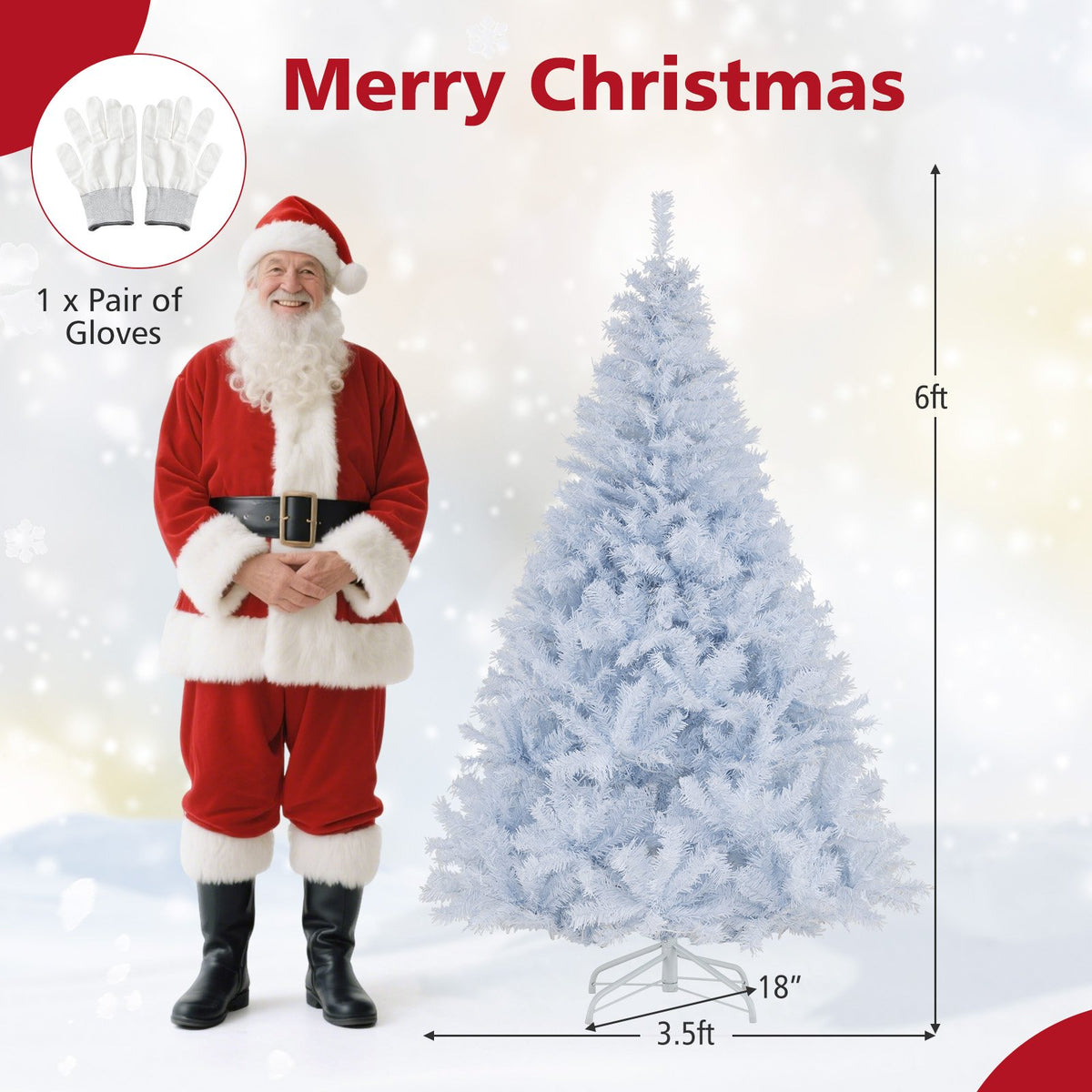 6 Feet Artificial Christmas Tree Hinged Pre-Lit Xmas Tree with 11 Lighting Modes view 5