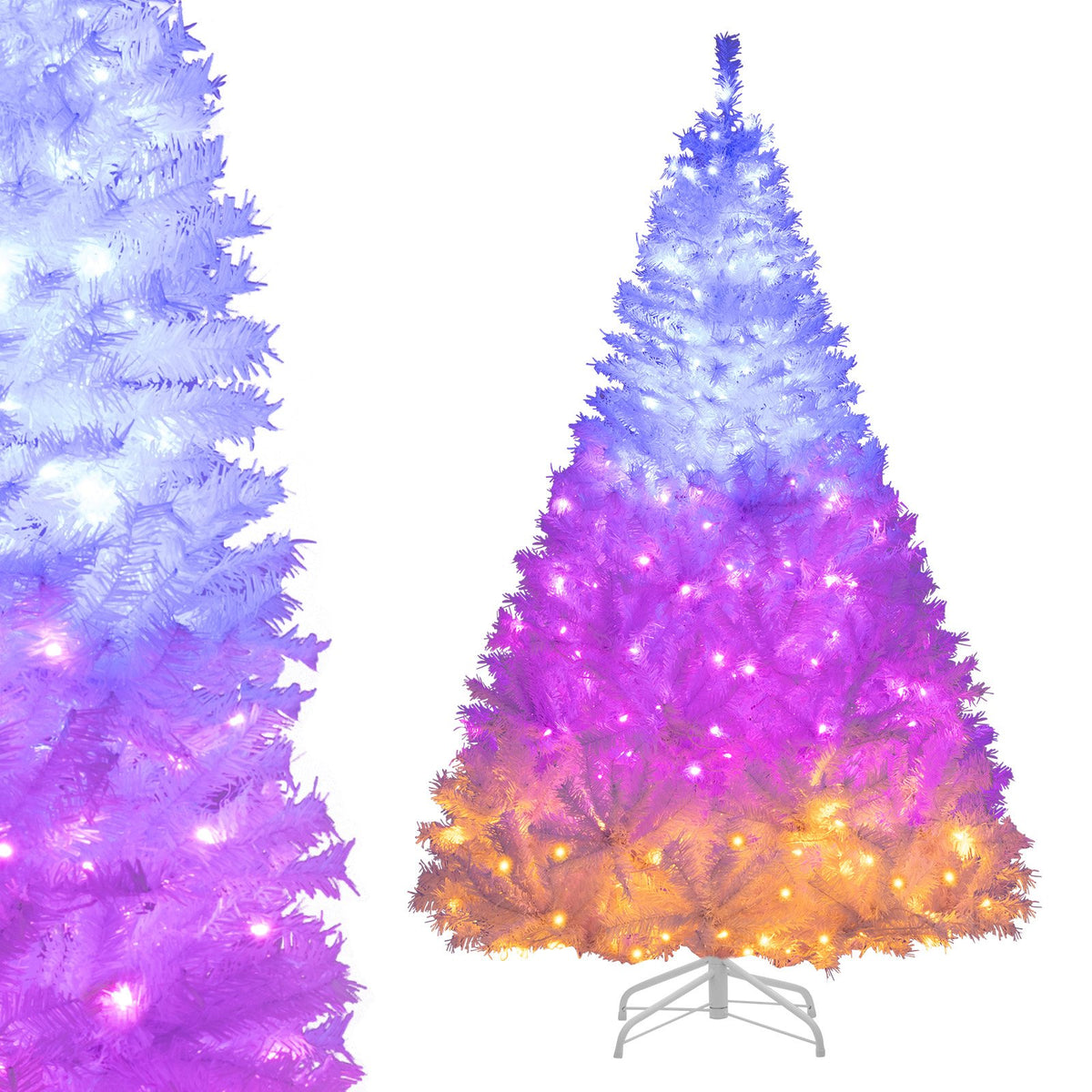 6 Feet Artificial Christmas Tree Hinged Pre-Lit Xmas Tree with 11 Lighting Modes view 7