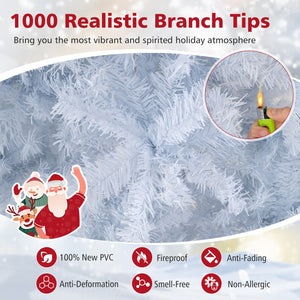 6 Feet Artificial Christmas Tree Hinged Pre-Lit Xmas Tree with 11 Lighting Modes view 9