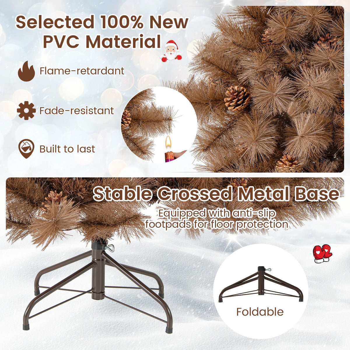 6 Feet Artificial Christmas Tree with 493 Branch Tips for Home Office Carnival view 8