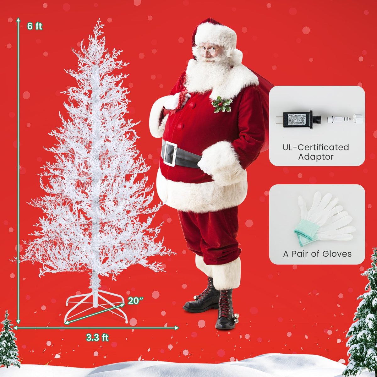 6 Feet Artificial Xmas Tree with 383 PE Branch Tips and 300 LED Lights view 5