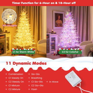6 Feet Artificial Xmas Tree with 383 PE Branch Tips and 300 LED Lights view 7
