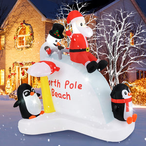 6 Feet Christmas Inflatable with Blow up Penguins and Santa Decoration view 2