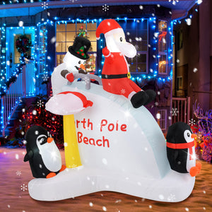 6 Feet Christmas Inflatable with Blow up Penguins and Santa Decoration view 3