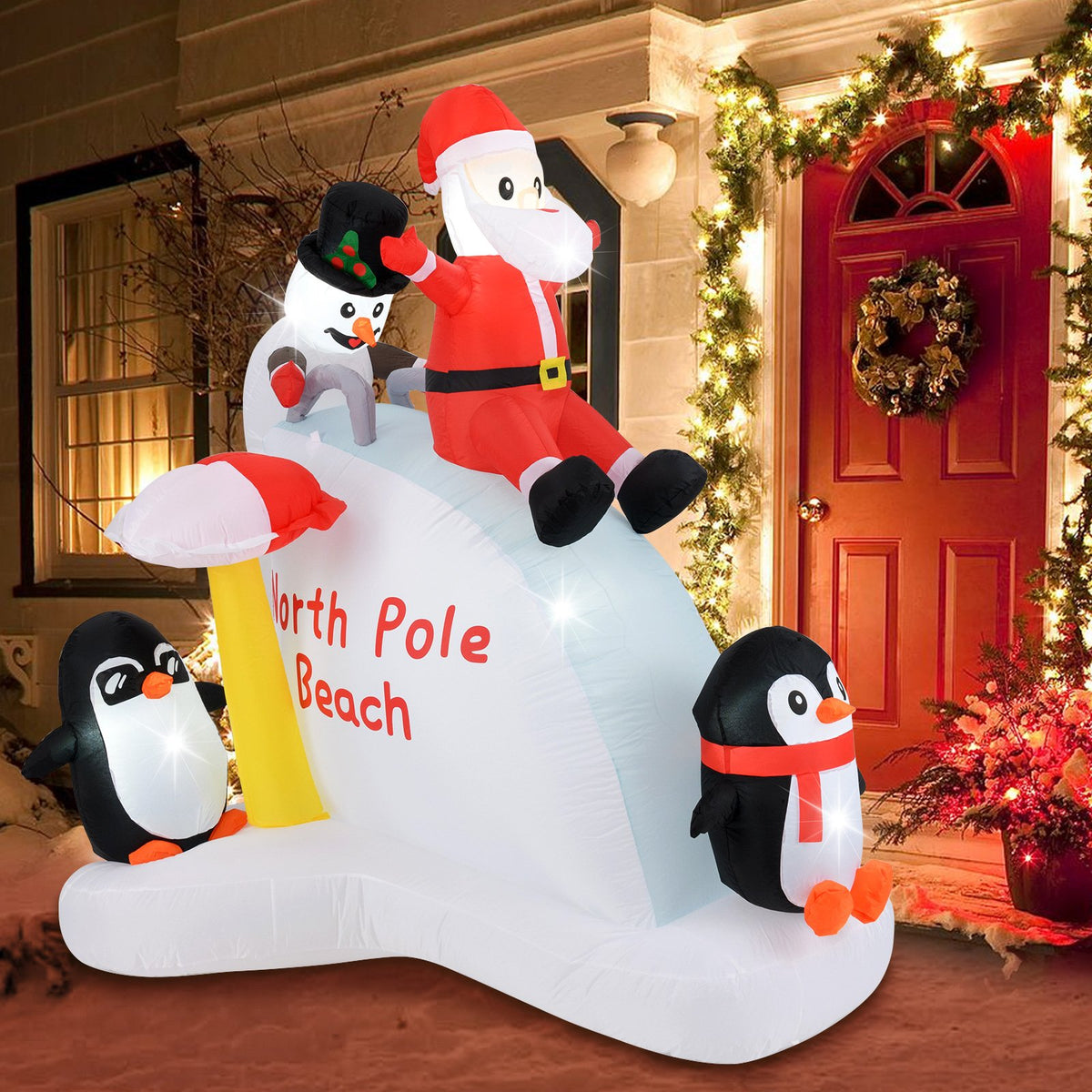 6 Feet Christmas Inflatable with Blow up Penguins and Santa Decoration view 5