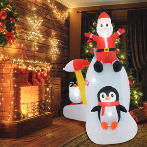 6 Feet Christmas Inflatable with Blow up Penguins and Santa Decoration view 6