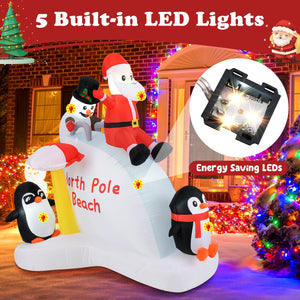 6 Feet Christmas Inflatable with Blow up Penguins and Santa Decoration view 7
