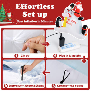 6 Feet Christmas Inflatable with Blow up Penguins and Santa Decoration view 9