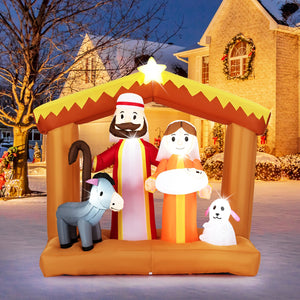 6 Feet Christmas Inflatables Nativity Scene Outdoor Decoration with Built-in LED Lights view 2