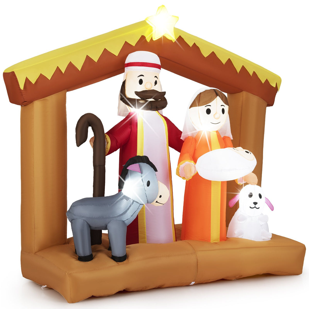 6 Feet Christmas Inflatables Nativity Scene Outdoor Decoration with Built-in LED Lights view 4