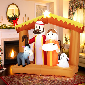 6 Feet Christmas Inflatables Nativity Scene Outdoor Decoration with Built-in LED Lights view 6