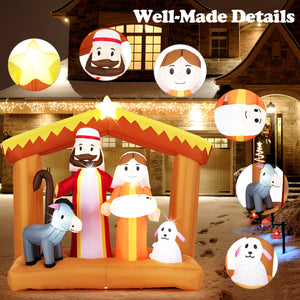 6 Feet Christmas Inflatables Nativity Scene Outdoor Decoration with Built-in LED Lights view 7