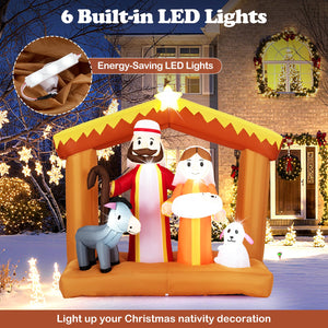 6 Feet Christmas Inflatables Nativity Scene Outdoor Decoration with Built-in LED Lights view 8