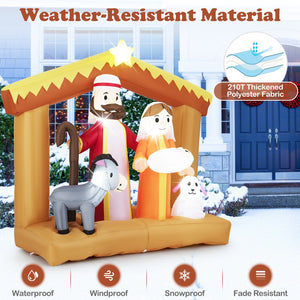 6 Feet Christmas Inflatables Nativity Scene Outdoor Decoration with Built-in LED Lights view 9